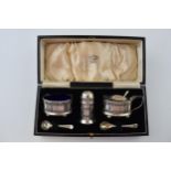 A cased set of silver salts, Birmingham 1937, Barker Brothers Silver Ltd. Complete with original