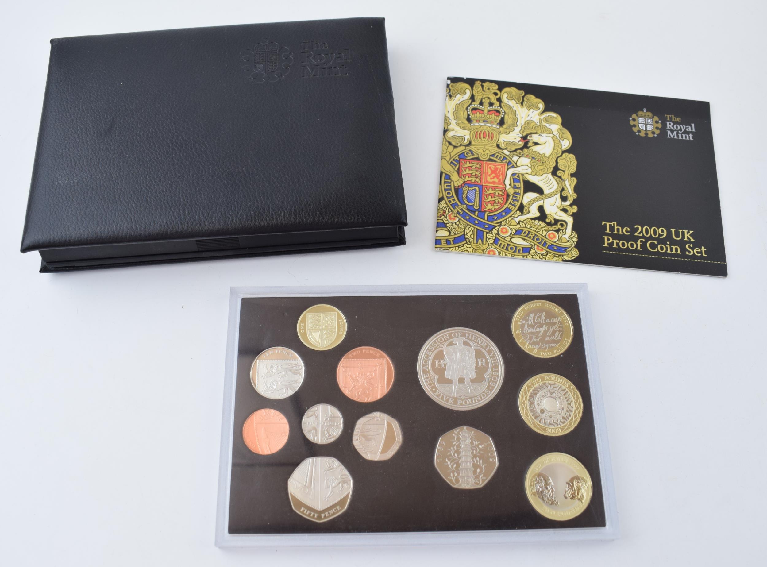 2009 UK Proof Coin set, 12 coins from £5-1p, including the 'Kew Gardens' 50p; in Royal Mint box with
