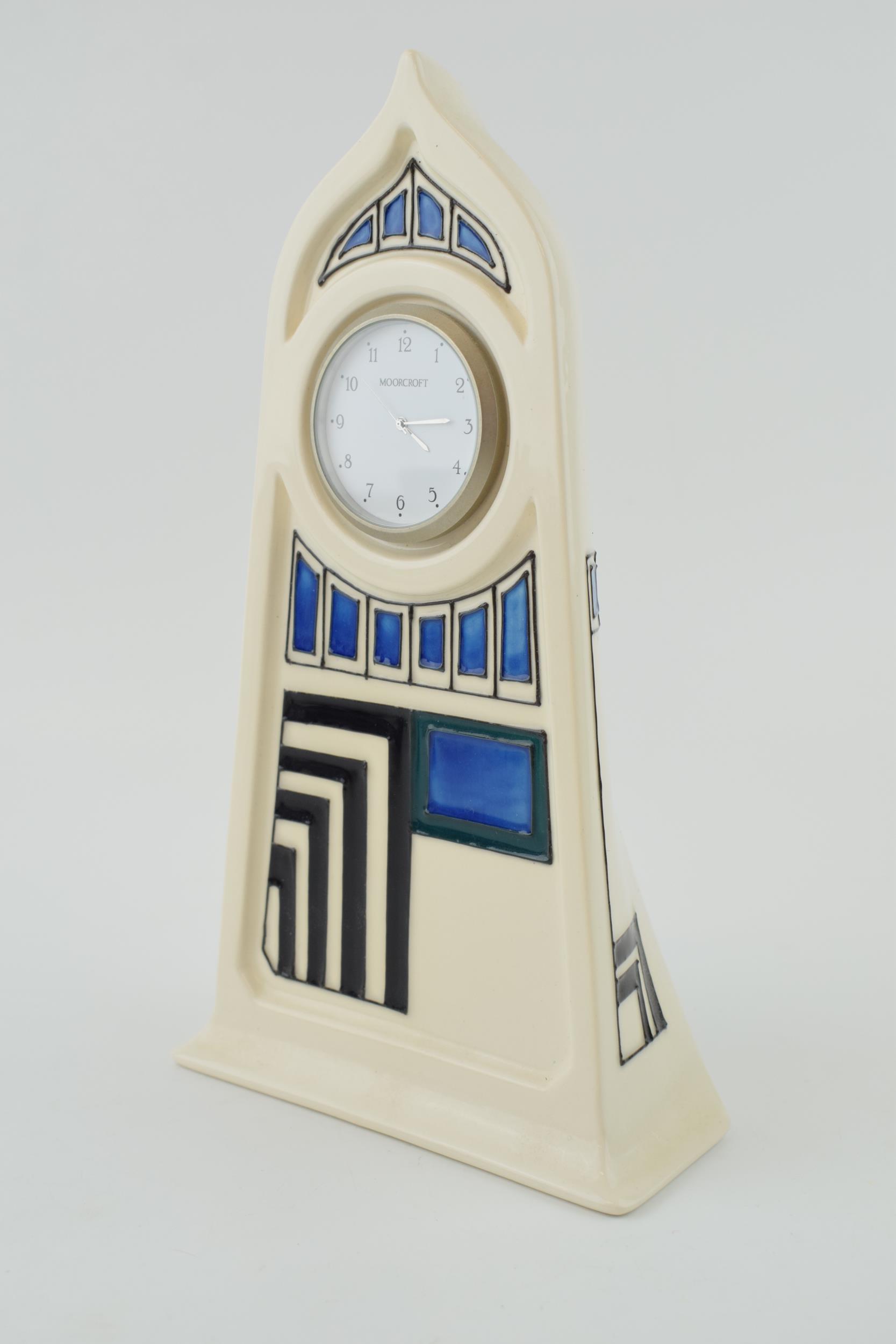 Moorcroft Mackintosh style derngate mantle clock, 23cm tall. In good condition with no obvious - Bild 2 aus 4