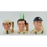 Small Royal Doulton character jugs of cricketers to include Denis Compton, the Hampshire Cricketer