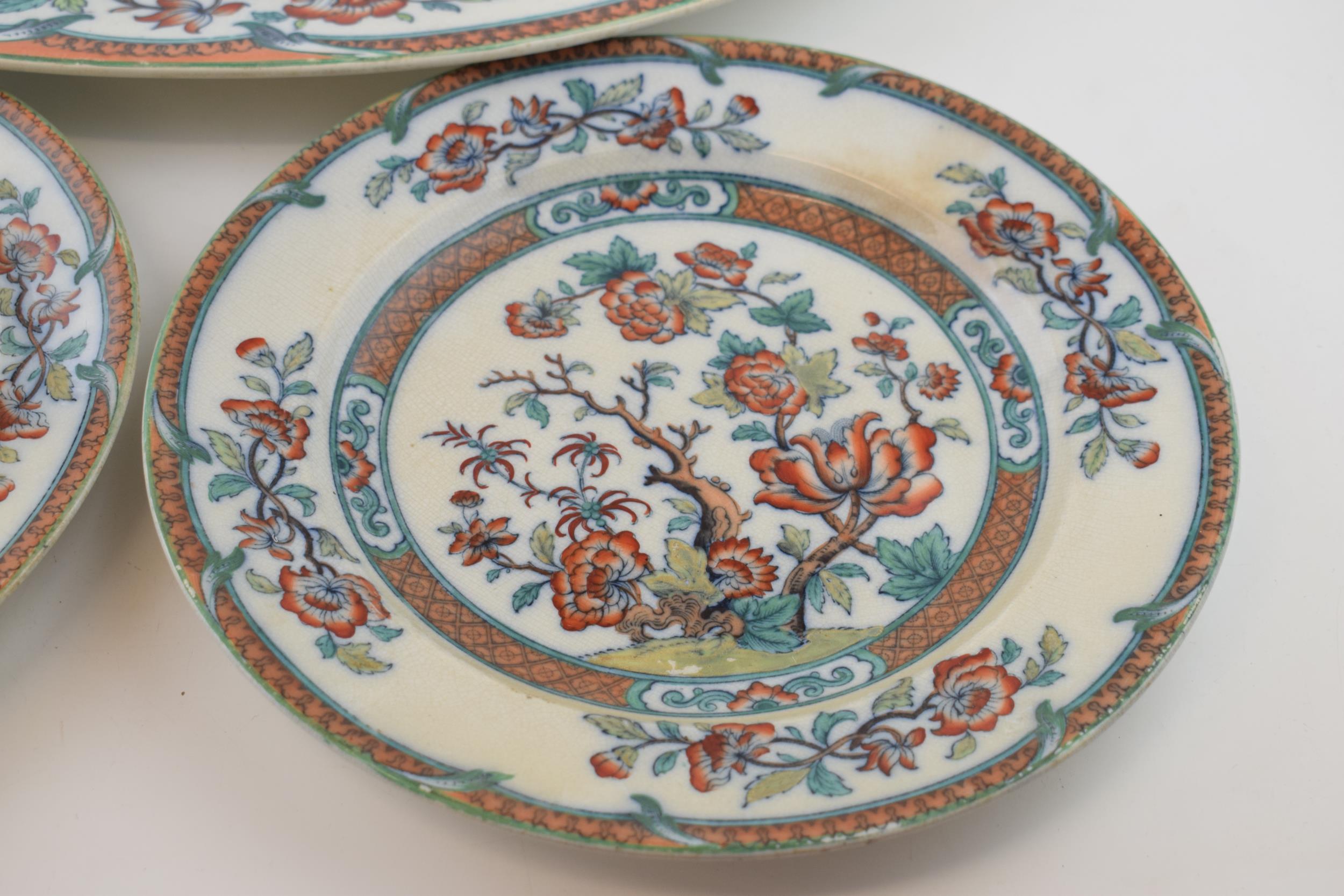 An early 19 th century transfer-printed and coloured iron stone china large floral design platter, - Image 2 of 5