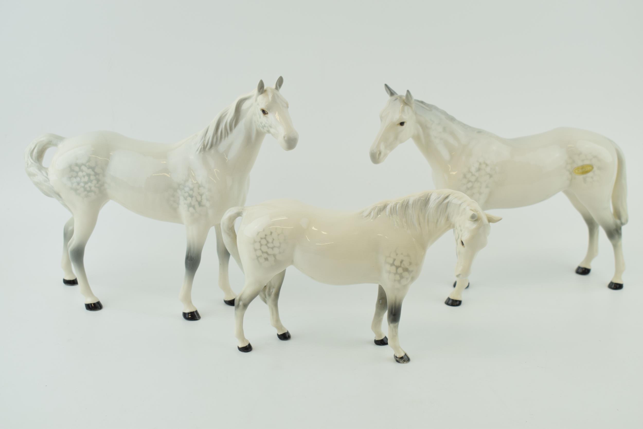 Beswick grey imperial with grey swishtrail and grey mare facing right (3). In good condition with no