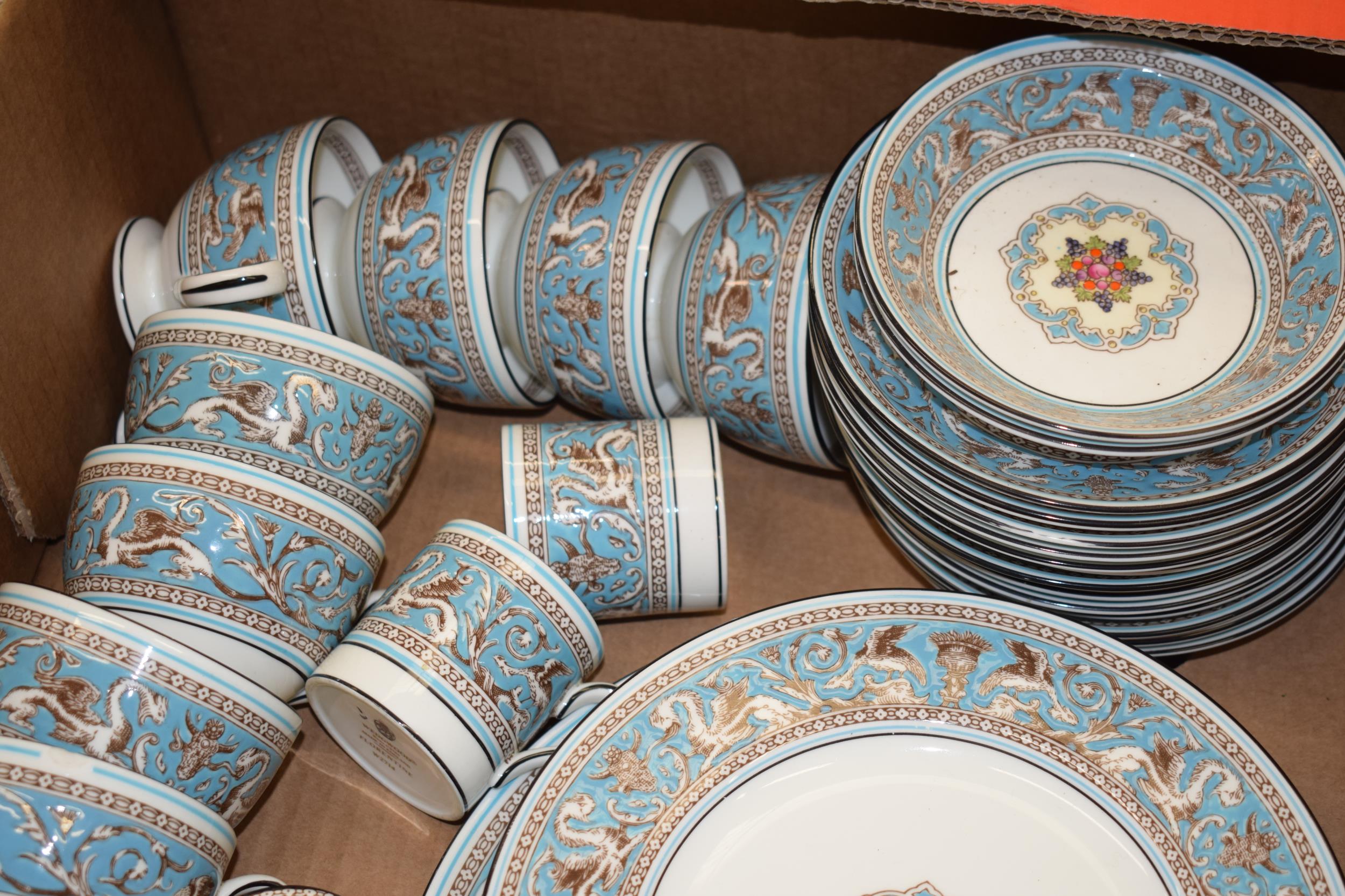 A good collection of Wedgwood Turquoise Florentine to include 9 cups, 2 coffee cans, 13 saucers, - Image 3 of 4