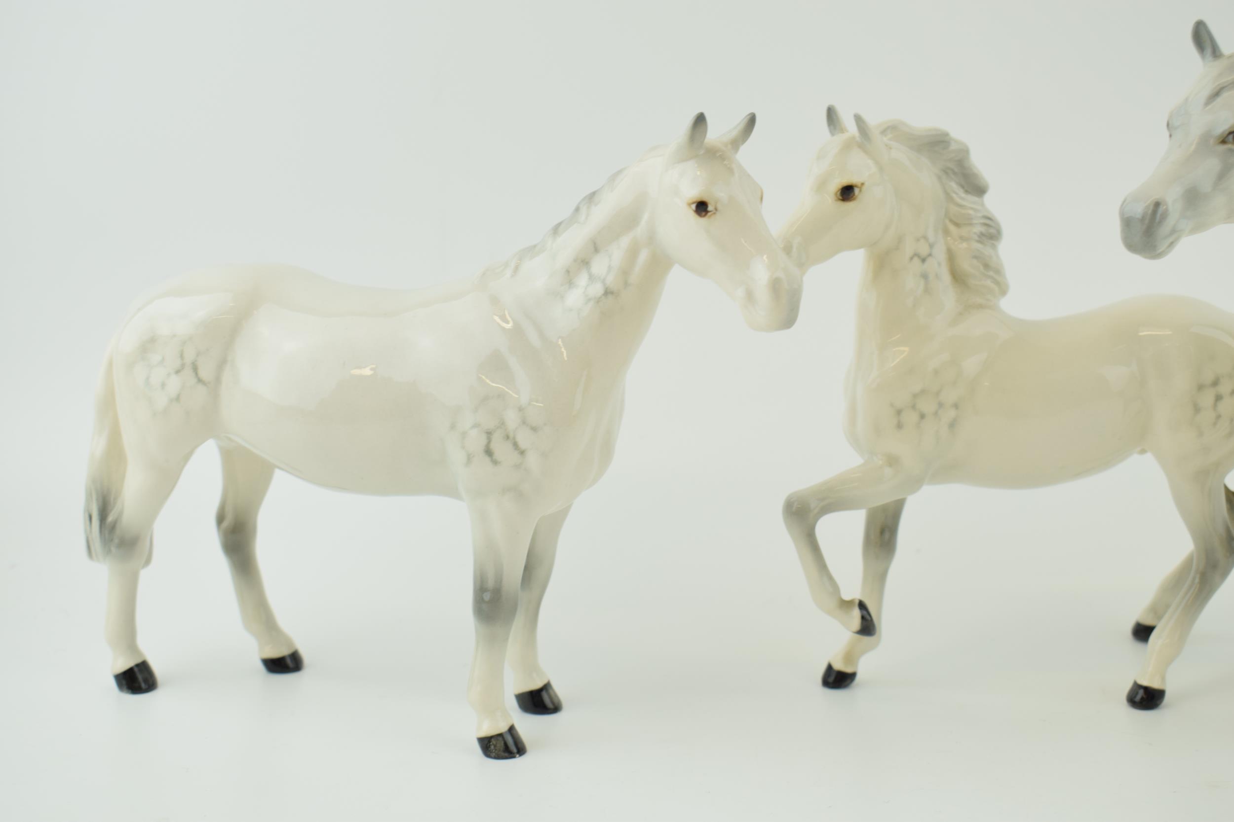 Beswick grey horses to include a prancing arab, an arab bahram and one other (3). In good - Image 3 of 3