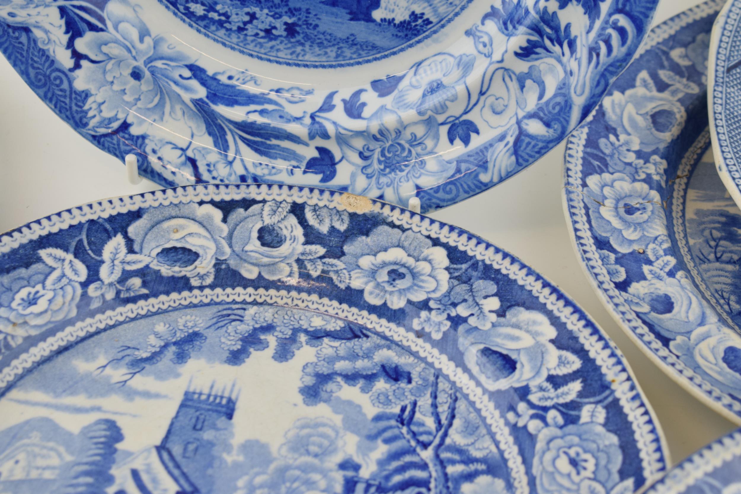 A group of early 19th century blue and white transfer-printed dinner wares, to include five - Image 3 of 7