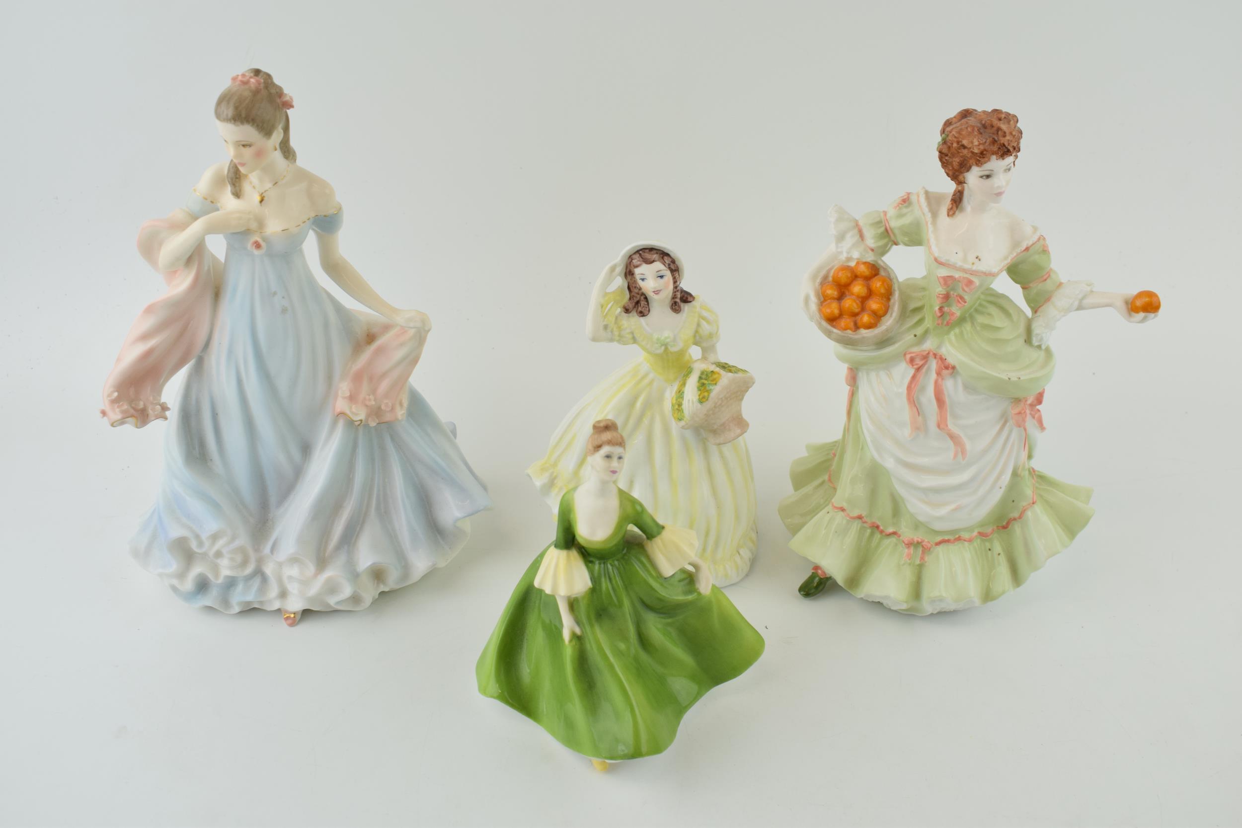 A collection of Coalport figures to include Nell Gwen, Mary and 1 other with Royal Worcester 'With