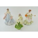 A collection of Coalport figures to include Nell Gwen, Mary and 1 other with Royal Worcester 'With