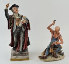 A Capo Di Monte figure of a professor, 35cm tall, with a cobbler (2). Dispplay well and generally