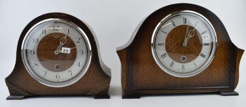Two vintage mantle clocks to include mechanical clock with chiming movement With pendulum and key '