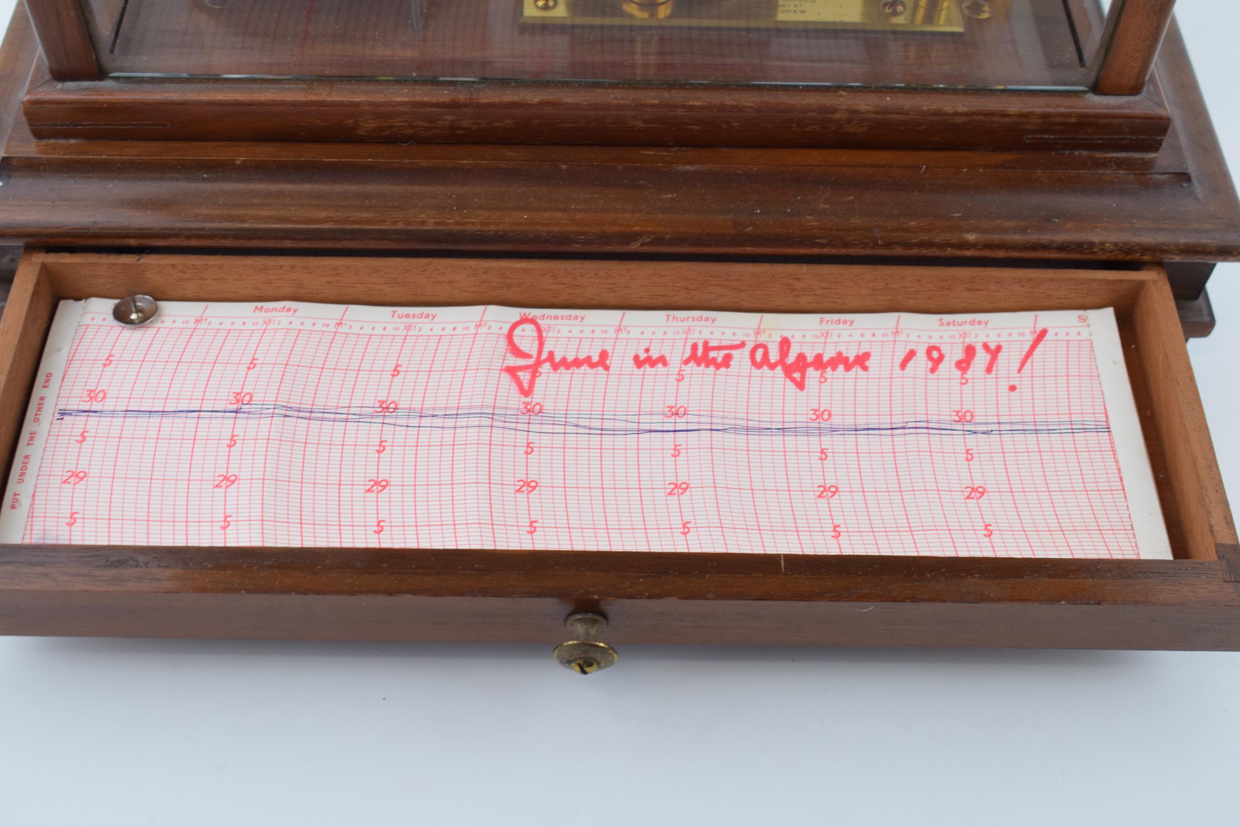 Mahogany cased 20th century 'Barograph', Frank. J. Gould, 50 Cherry Street Birmingham. Height 23cm. - Image 5 of 6