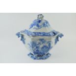 An early 19th century blue and white transfer-printed Masons Ironstone China Blue Pheasant pattern