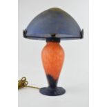 A Muller Freres glass table lamp and shade, Art Deco, shade and lamp stand signed, 'Muller Freres