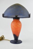 A Muller Freres glass table lamp and shade, Art Deco, shade and lamp stand signed, 'Muller Freres