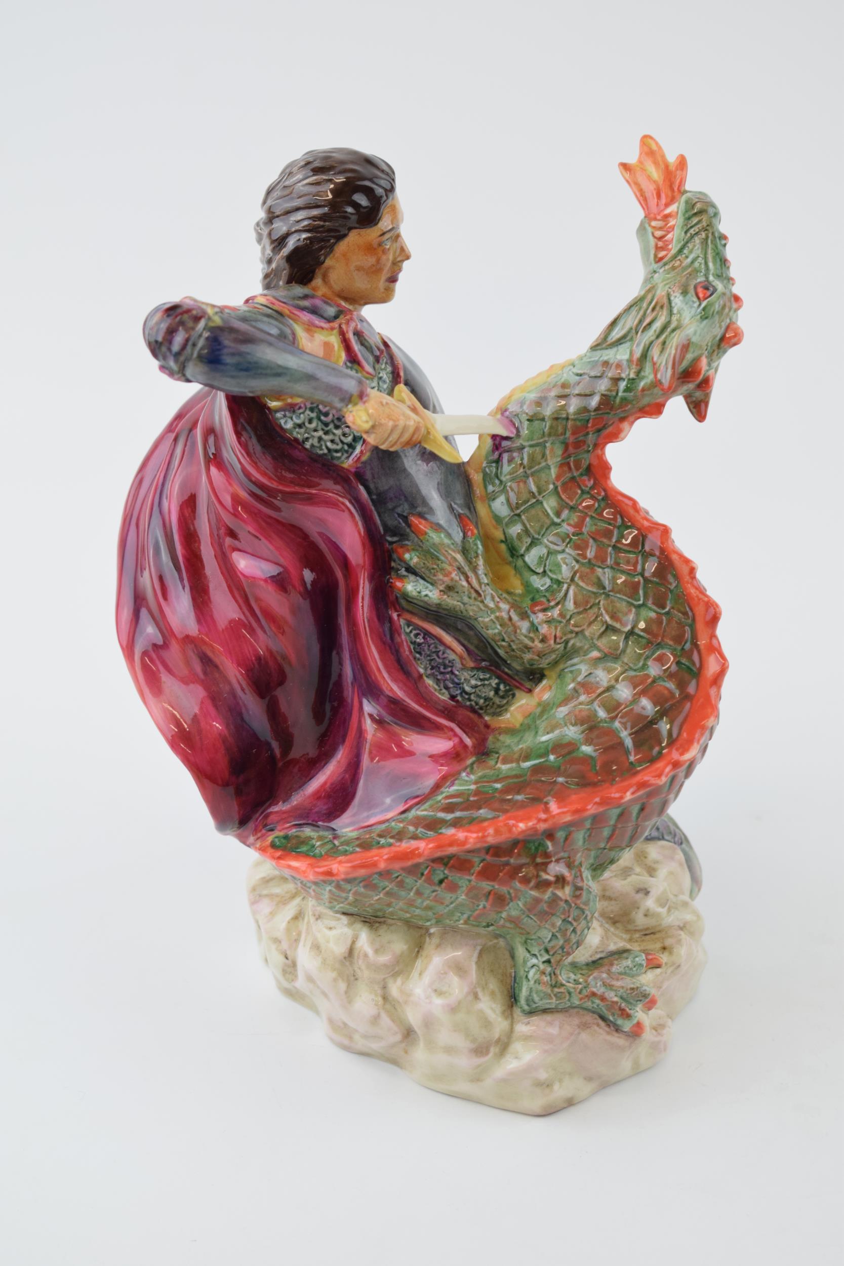 Kevin Francis / Peggy Davies limited edition figure of St George and the Dragon, 21cm tall. In - Image 2 of 3