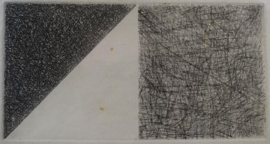 Timmy Allen 'Geometric Etching' 1977. 24cm x 19cm. 36cm x 31cm in frame. With foxing to main body of