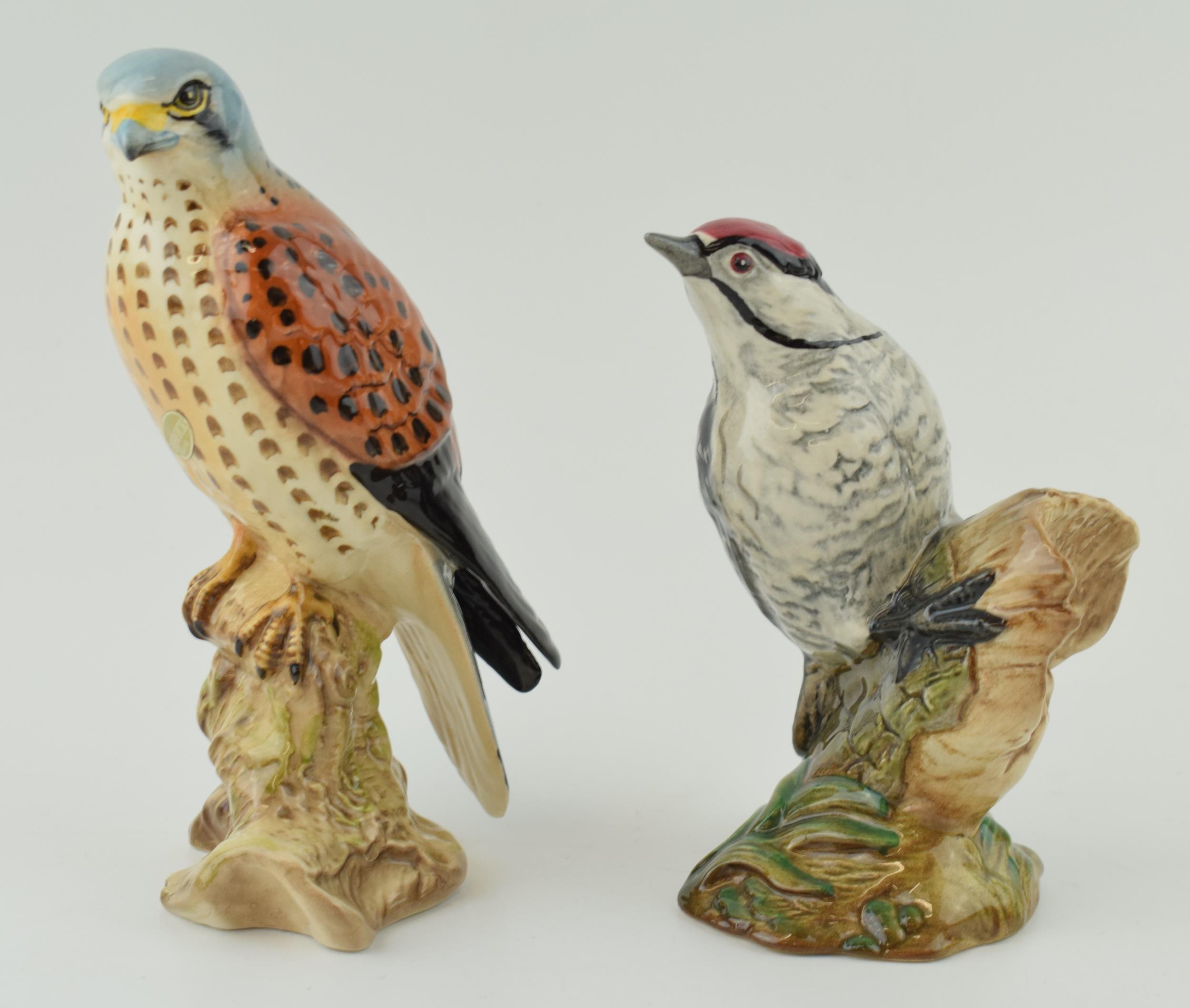 Beswick Lesser Spotted Woodpecker 2420 and a Kestrel (2). In good condition with no obvious damage