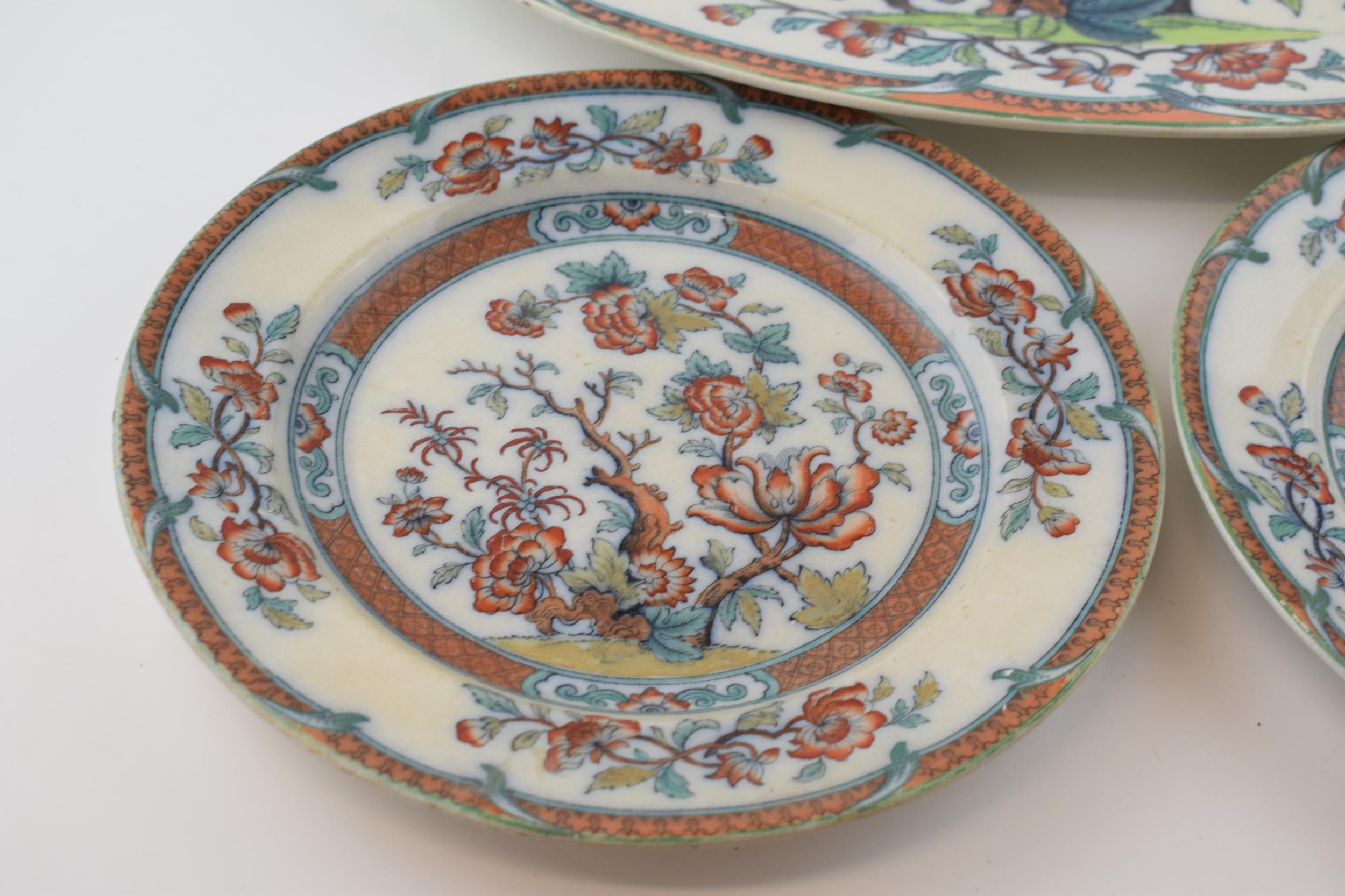 An early 19 th century transfer-printed and coloured iron stone china large floral design platter, - Image 3 of 5