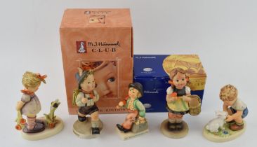 A collection of Goebel figures to include Sister, Private Conversation, Merry Wanderer (boxed),