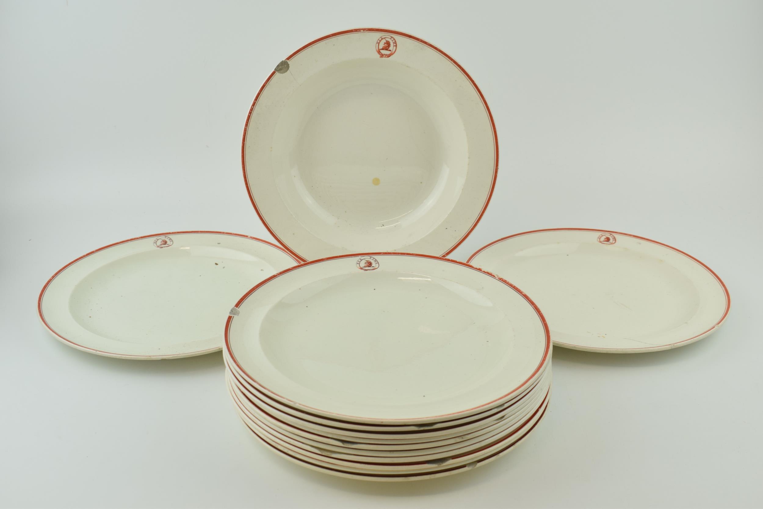 A group of early 19th century Wedgwood creamware armorial dinner wares, c. 1810, 'Tin Time' (13) (