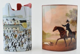 John Beswick Silhouette vases to include a George Stubbs vase and a LS Lowry vase (2), 21cm tall. In