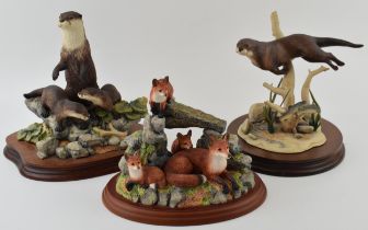 Border Fine Arts tableaus to include Rocky Den (Fox Family), an Otter and Trout, and a similar otter