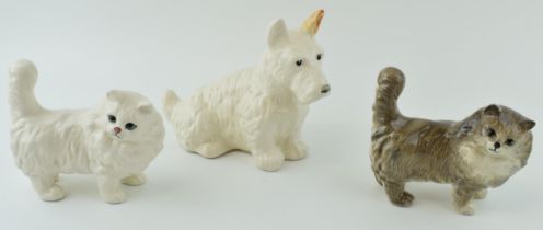 Beswick to include a Scottie Dog 286, with a pair of Persian Cats 1898, one in grey and the other in