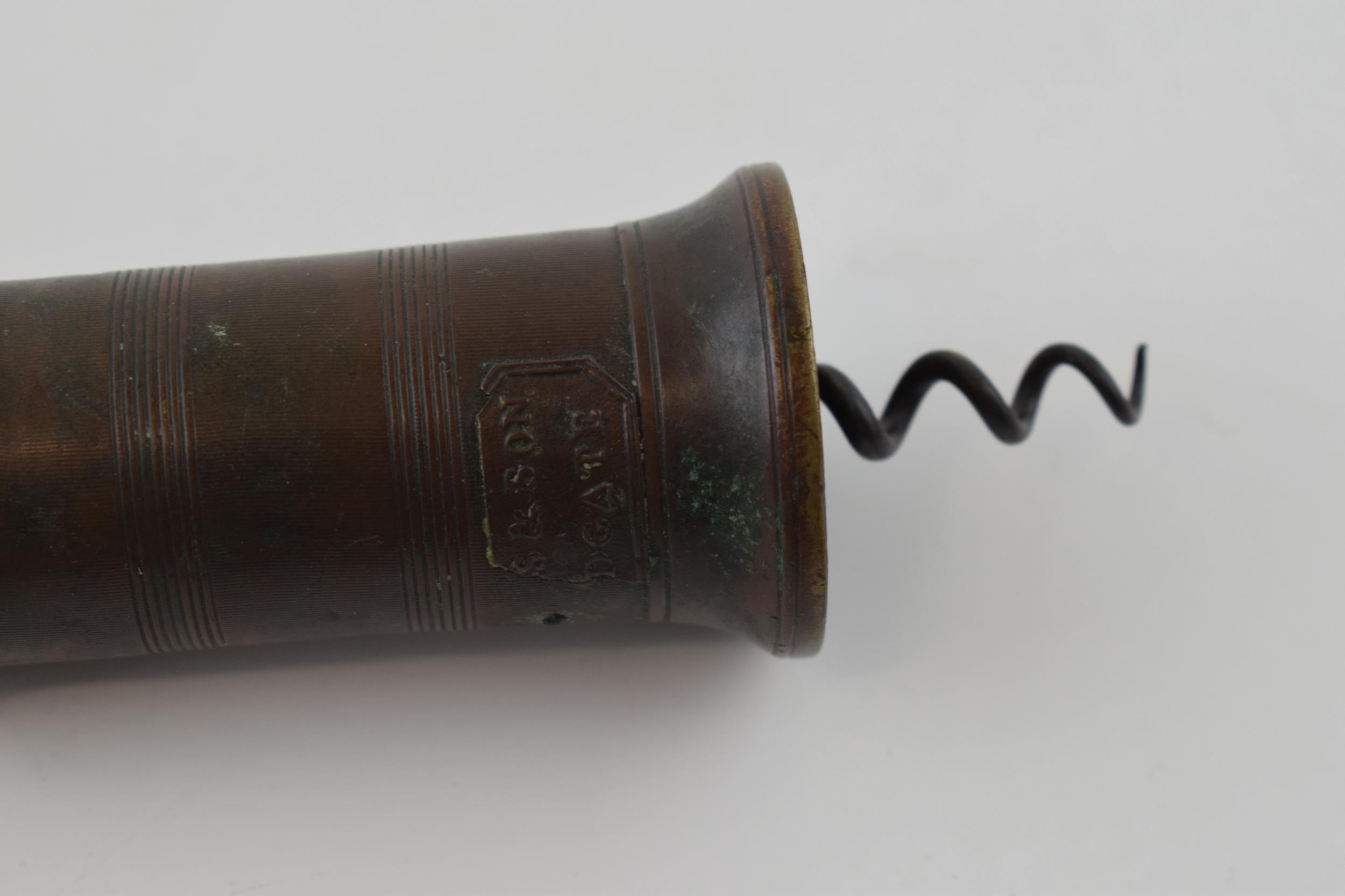 19th Century brass cylinder Thomason type double action corkscrew with turned bone handle (brush - Image 4 of 4