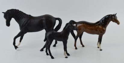 Beswick to include Black Beauty and Foal with a brown xayal (3). In good condition with no obvious