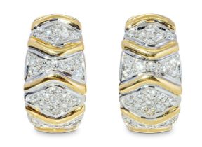 Ein Paar Diamant-Goldohrclips mit Dorn
