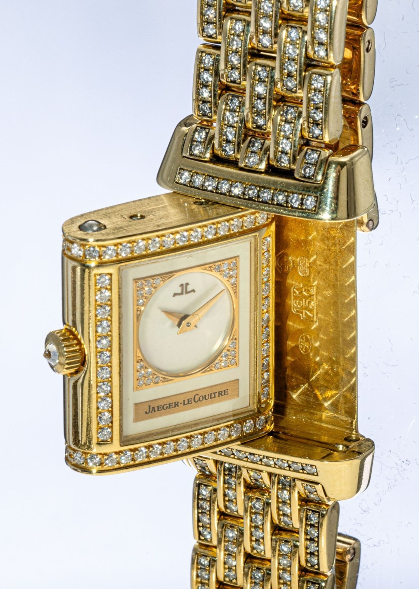 Diamant-Jaeger LeCoultre-Gold-Armbanduhr Reverso Duetto