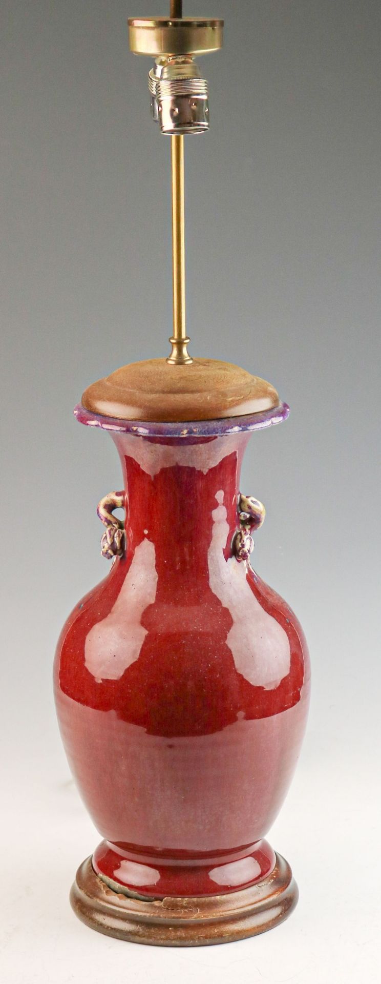 Bauchige Vase, als Lampe montiert China