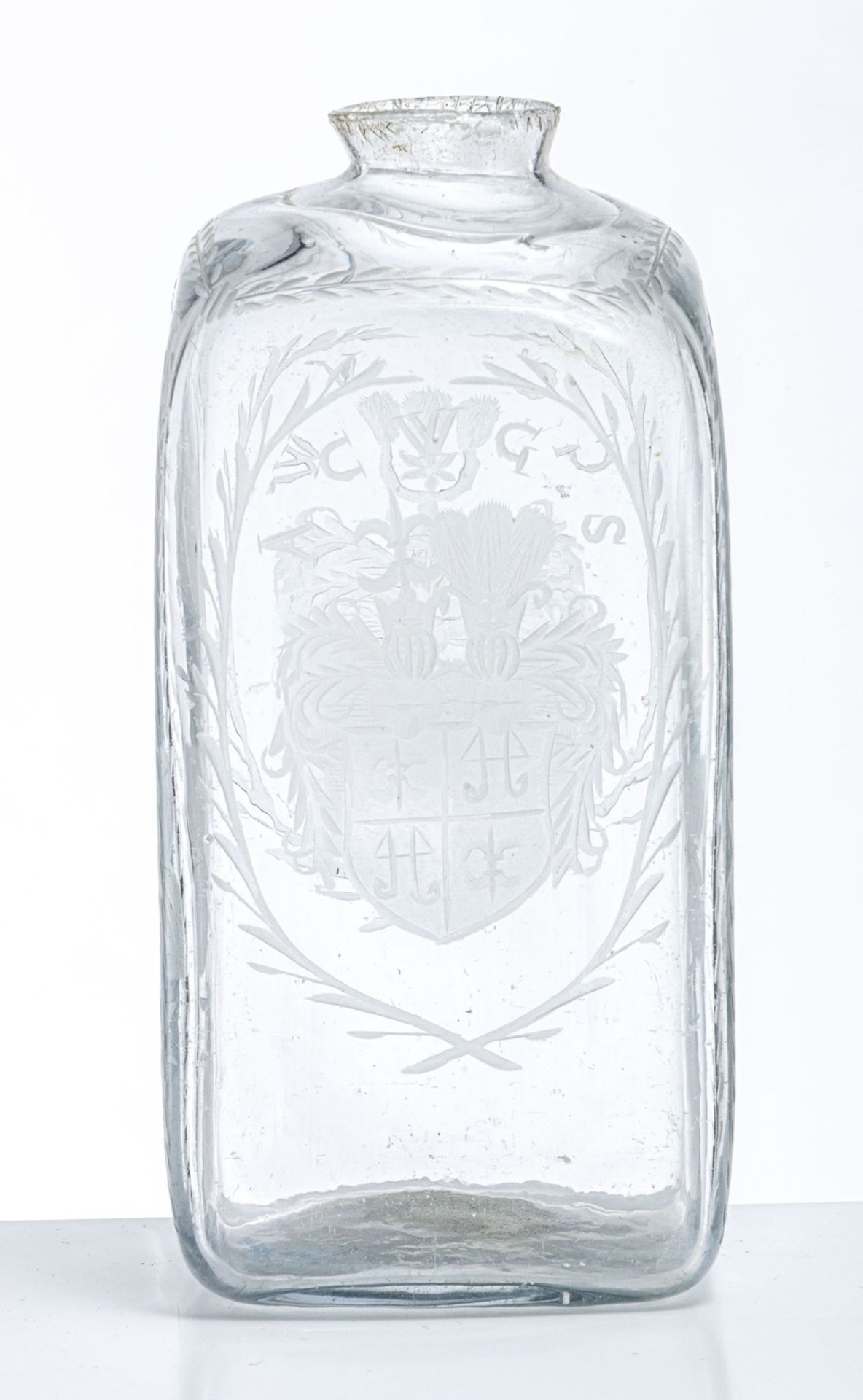 Flasche mit Wappen "von Warnsdorf" und "von Salza" Böhmen oder Sachsen, um 1700 - Bild 2 aus 4