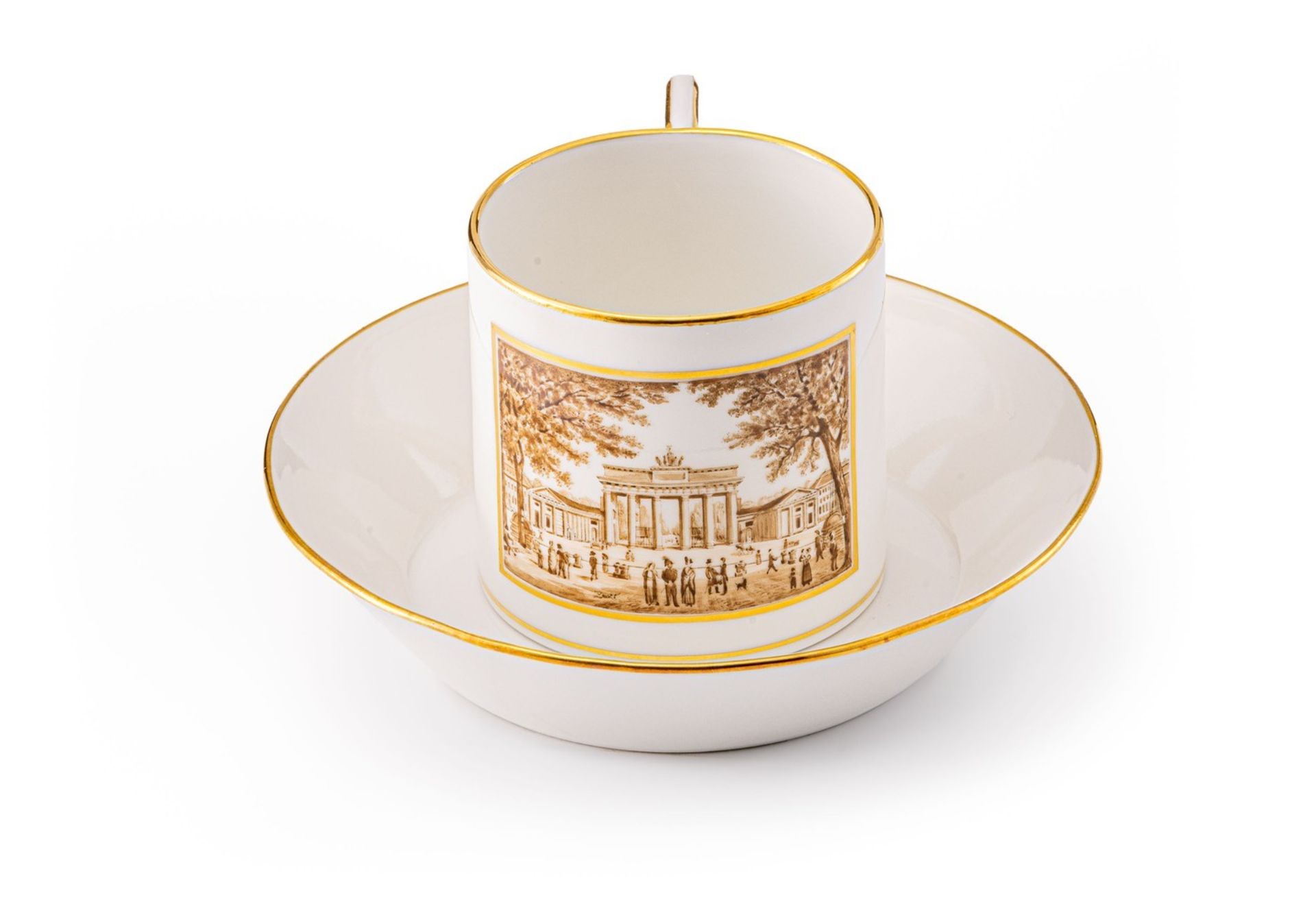 Tasse mit Brandenburger Tor auf Untertasse KPM Berlin, um 1928