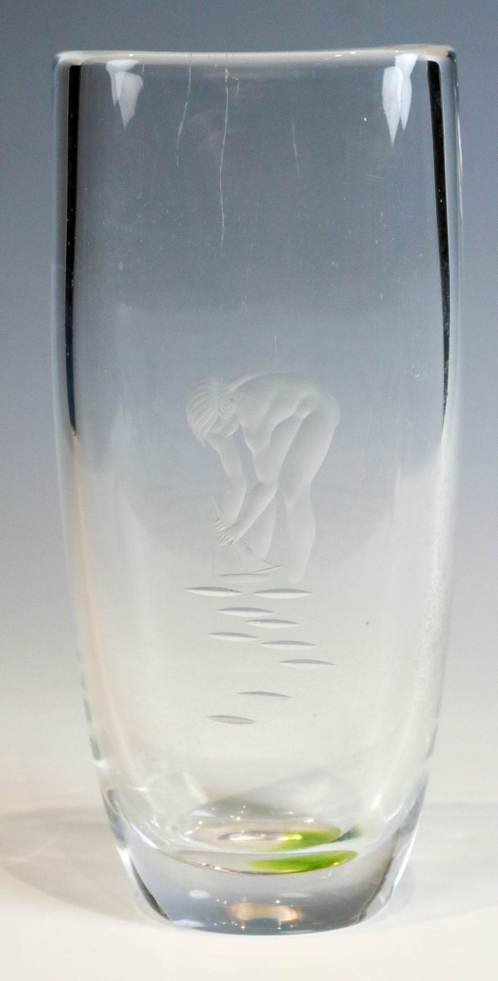 Vase mit badendem Knaben Vicke Lindstrand für Kosta Glasbruk AB, Schweden, 1950er Jahre