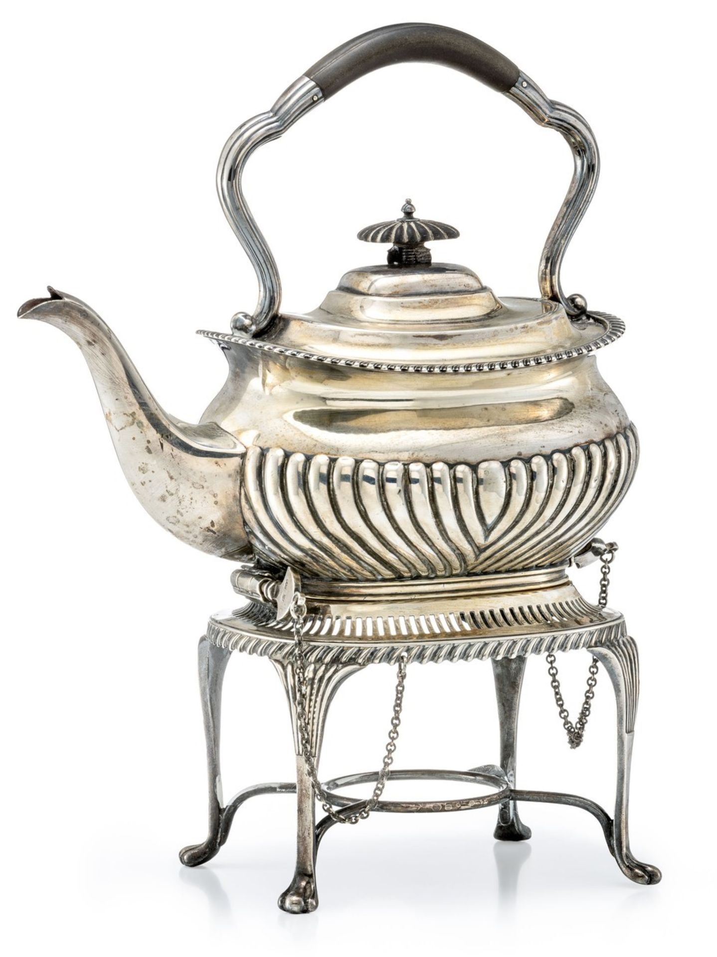 Teekanne auf Rechaud Viktorianisch, Sheffield, Meister Mappin & Webb, um 1905