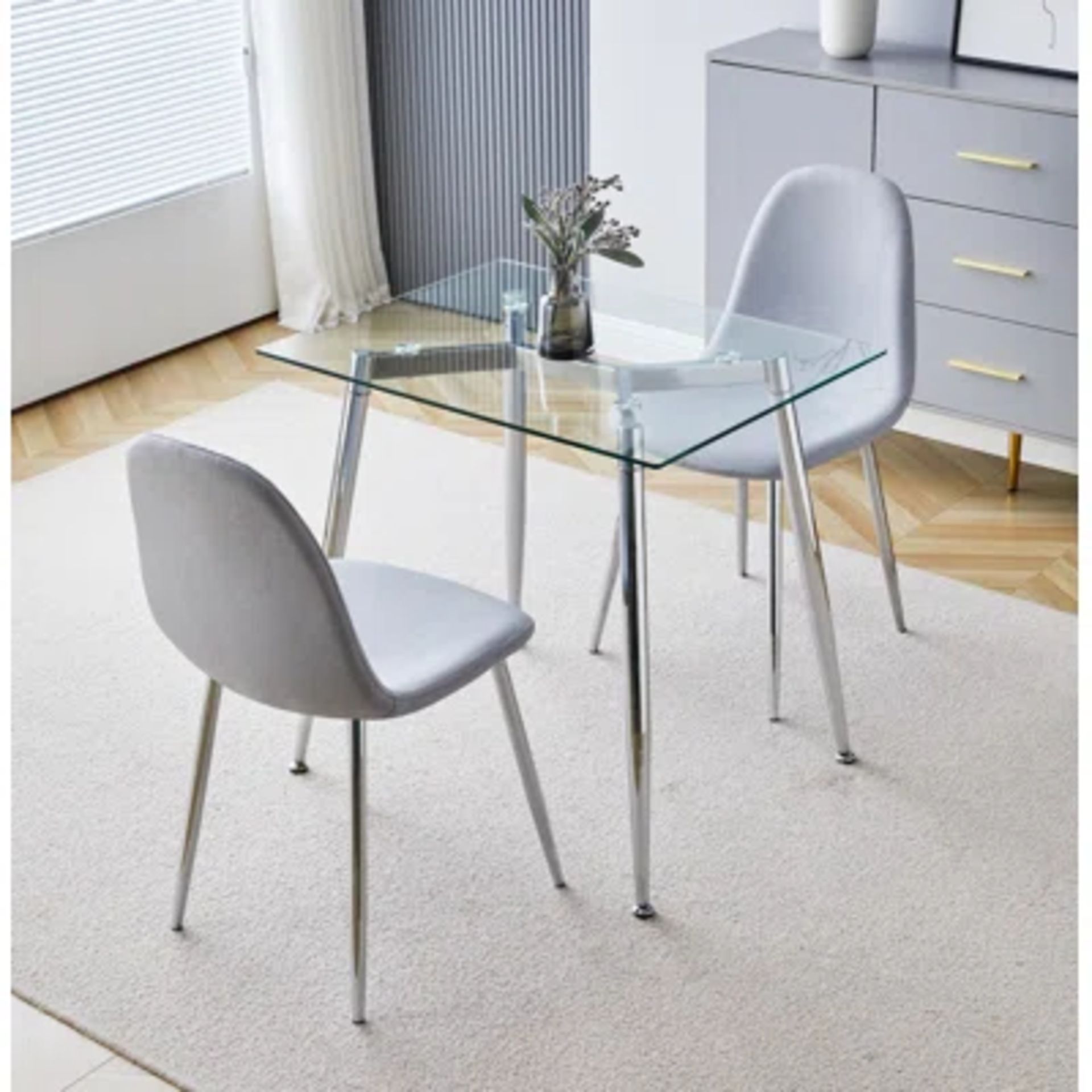 RRP £ 79.99 - Cullompton Small Rectangular Dining Table (TAB701, 80X60cm) With Glass Top And