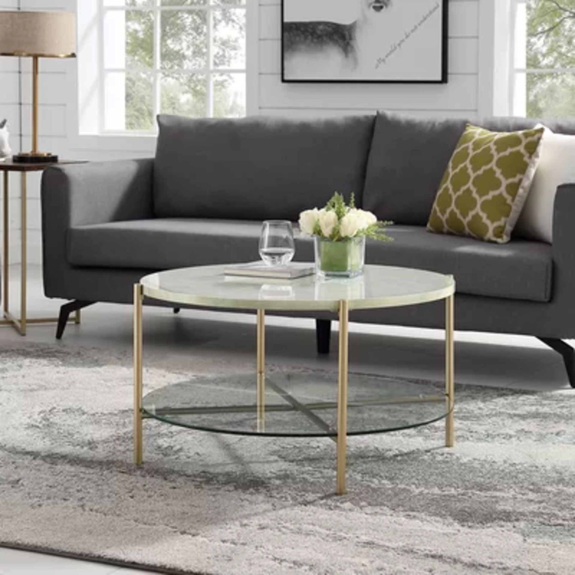 RRP £ 179.99 - Adelbert Coffee Table Colour: White Marble/Gold