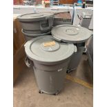 X4 GREY WHEELED PLASTIC BINS WITH LIDS.