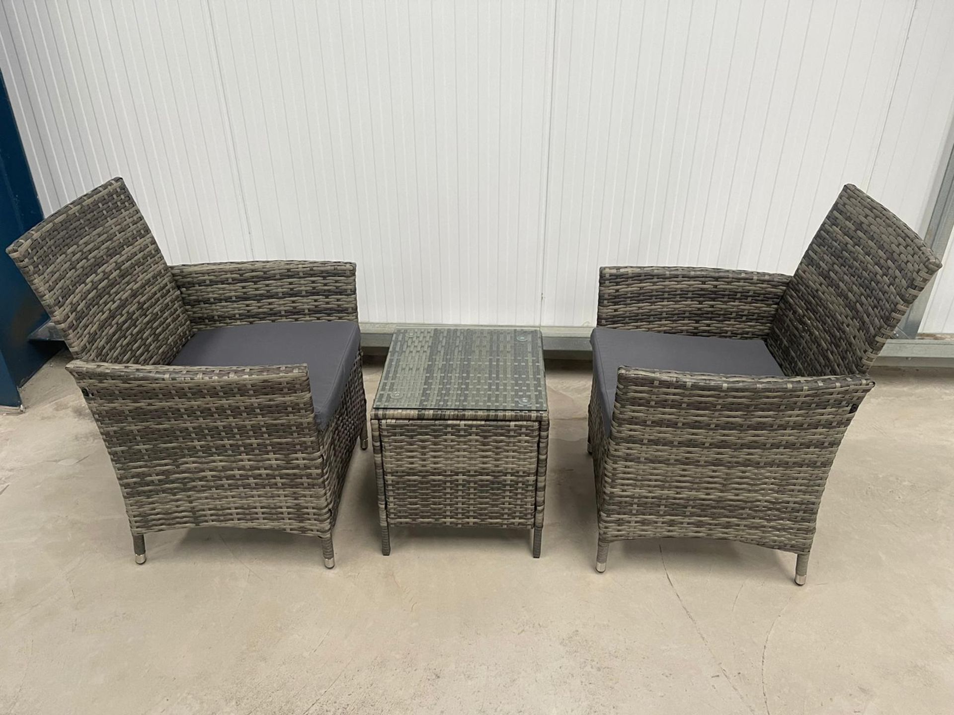 RRP Â£199 - NEW GREY BISTRO SET. TABLE 40 X 40 X 45CM, CHAIR 52 X 56 X 83CM - Image 2 of 4