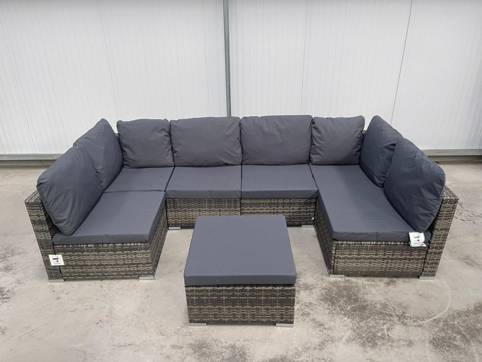 RRP Â£899 - NEW GREY U-SHAPED MODULAR SOFA WITH GLASS TOPPED COFFEE TABLE. VERY VERSITILE SET THAT - Image 2 of 9