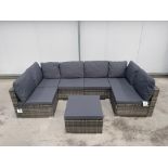 RRP Â£899 - NEW GREY U-SHAPED MODULAR SOFA WITH GLASS TOPPED COFFEE TABLE. VERY VERSITILE SET THAT