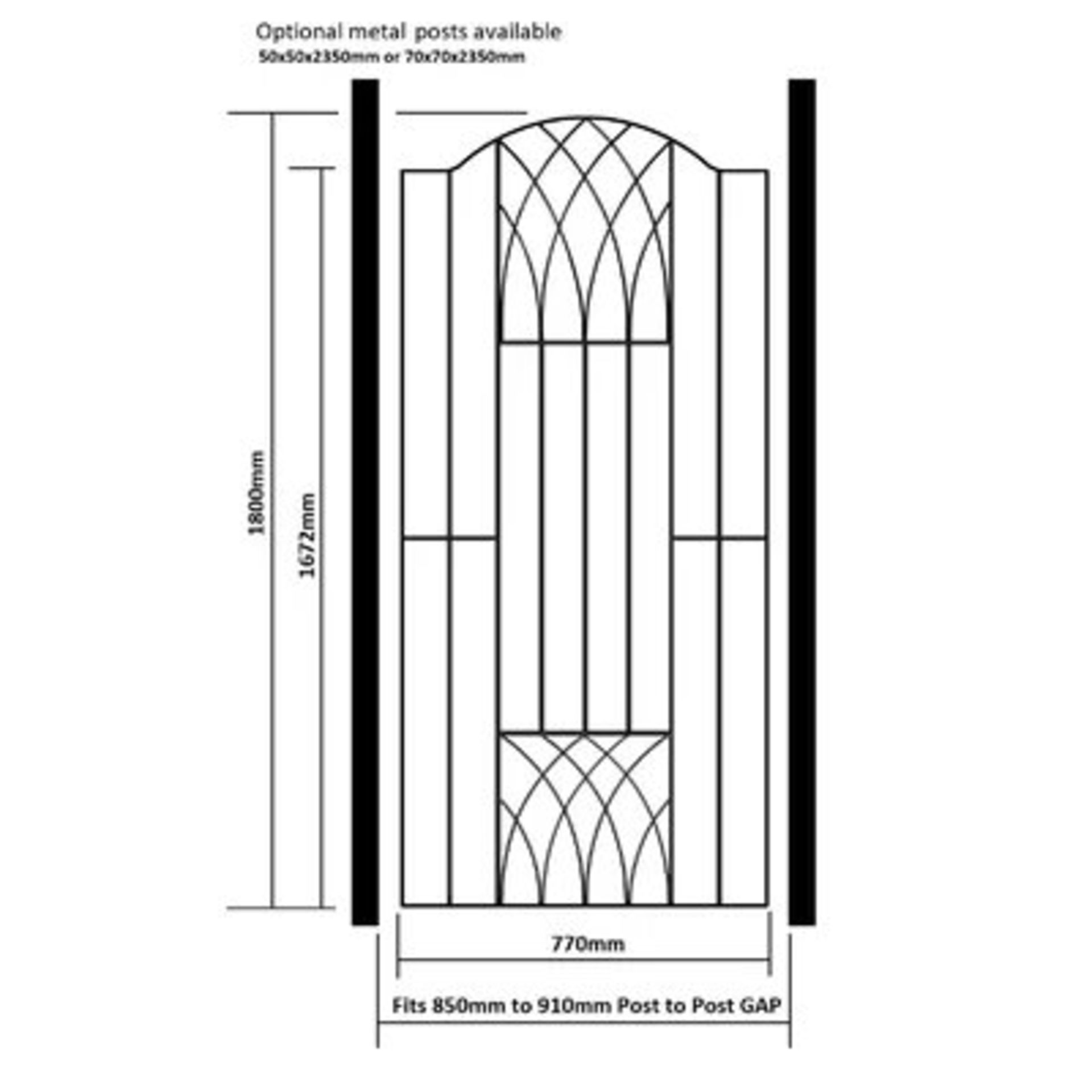 RRP £113.99 - Guero Modern Bow Top Tall Metal Garden Gate Size: 88cm W X 180cm H - Image 3 of 7
