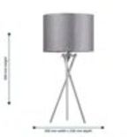 RRP £51.99 - Hamera 52Cm Polished Chrome Tripod Table Lamp Set