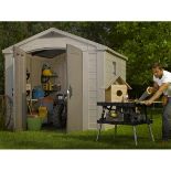 RRP £1395 - Keter Factor 8 ft. W x 11 ft. D Apex Outdoor Garden Shed - COLLECTION ONLY