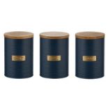 RRP £21.99 - Otto 3 Piece Coffee, Tea & Sugar Jar Colour: Navy Blue