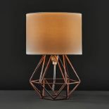 RRP £22.99 - Bartelt 30cm Table Lamp Base Colour: Copper, Shade Colour: White, Bulb Included: Yes