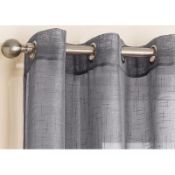 RRP £10.99 - Adne Eyelet Sheer Curtain Panel Size: 138 W x 137 D cm, Colour: Grey