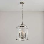 RRP £79.99 - Bearse 4 - Light Lantern Drum Pendant Finish: Satin Nickel