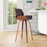 RRP £129.99 - Alula Mid-Century Swivel Counter or Bar Height Bar Stool in Brown Faux Leather with