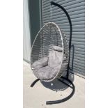 RRP Â£399 - Large Grey Woven Indoor/Outdoor Swinging Egg Chair - Our egg chair provides portable and